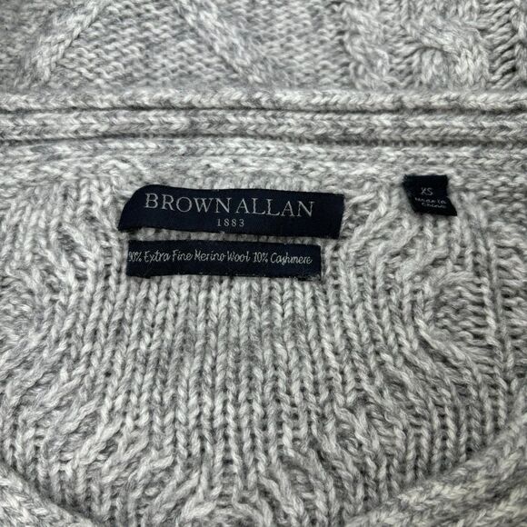 Brown Allan Knit Sweater Grey Wool Cashmere Blend Oversized Cabincore Cozy XS - Picture 5 of 10